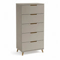 Chiffonnier haut en bois à 5 tiroirs, taupe et brun clair, 60 × 40 × 120 cm