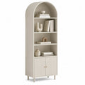 Bibliothèque arquée avec placard, 3 étagères en bois beige, 70 × 35 × 180 cm