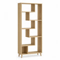 Bibliothèque étagère ouverte en panneaux de particules mélaminés, chêne naturel, 8 niches, 80 x 24 x 180 cm