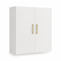Armoire de rangement rectangulaire en bois à 2 portes, blanc et doré, 90 x 45 x 120 cm