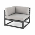 Module d’angle 1 place pour canapé de jardin en acier et tissu gris clair/gris anthracite, 82 × 82 × 70 cm